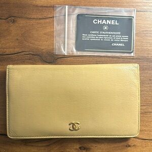 Chanel bifold beige wallet